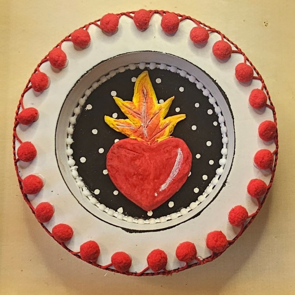 Handmade Mexican Art, Milagritos,  Sacred Heart, Retablos